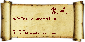 Náhlik András névjegykártya